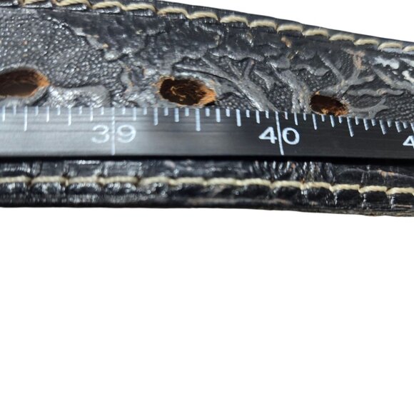 Vintage Tooled Leather Belt Eagle Rabbit Design Size 42 Embossed Western Wear - Picture 9 of 16